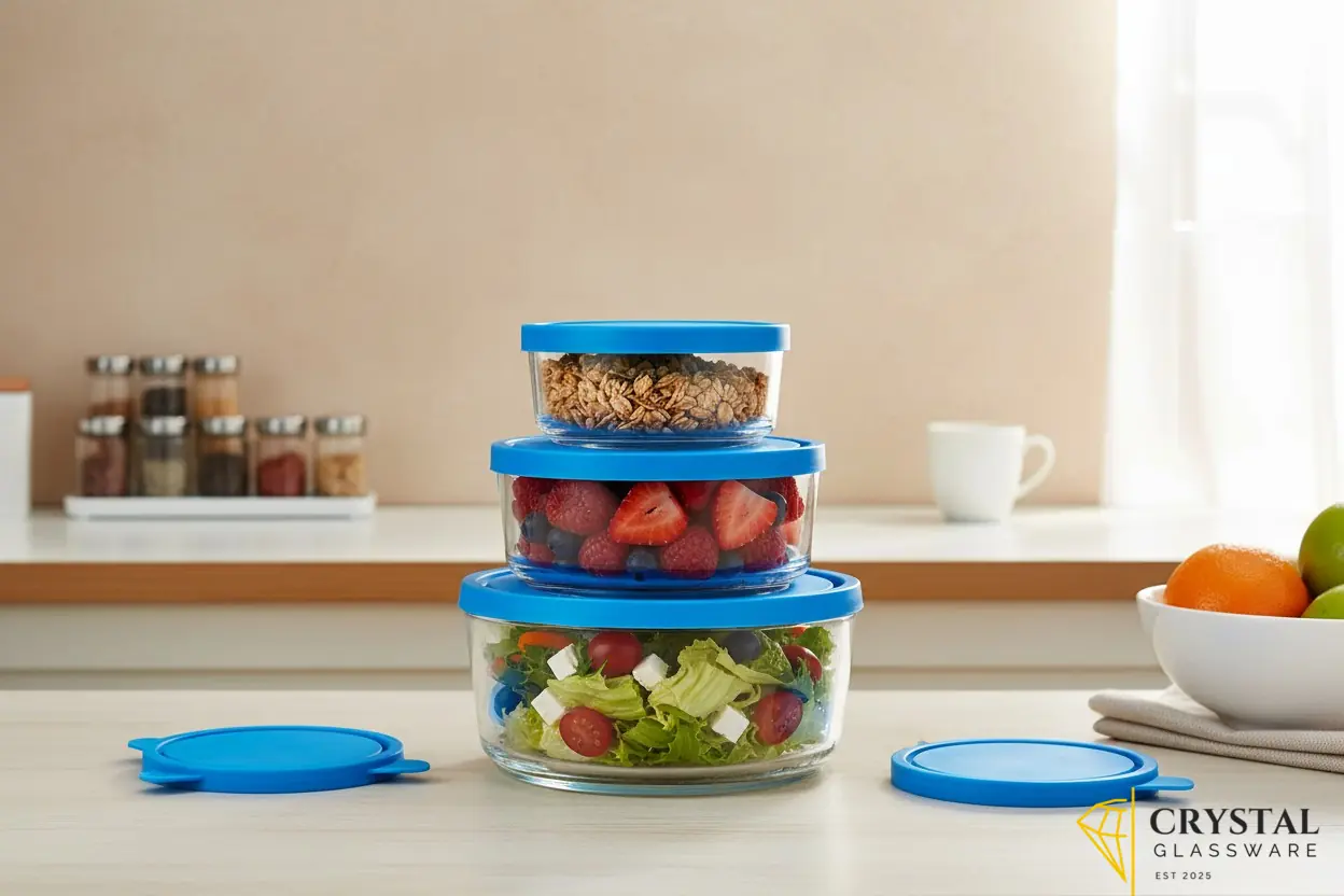 Round Glass Storage Bowl Set (Set of 3) 